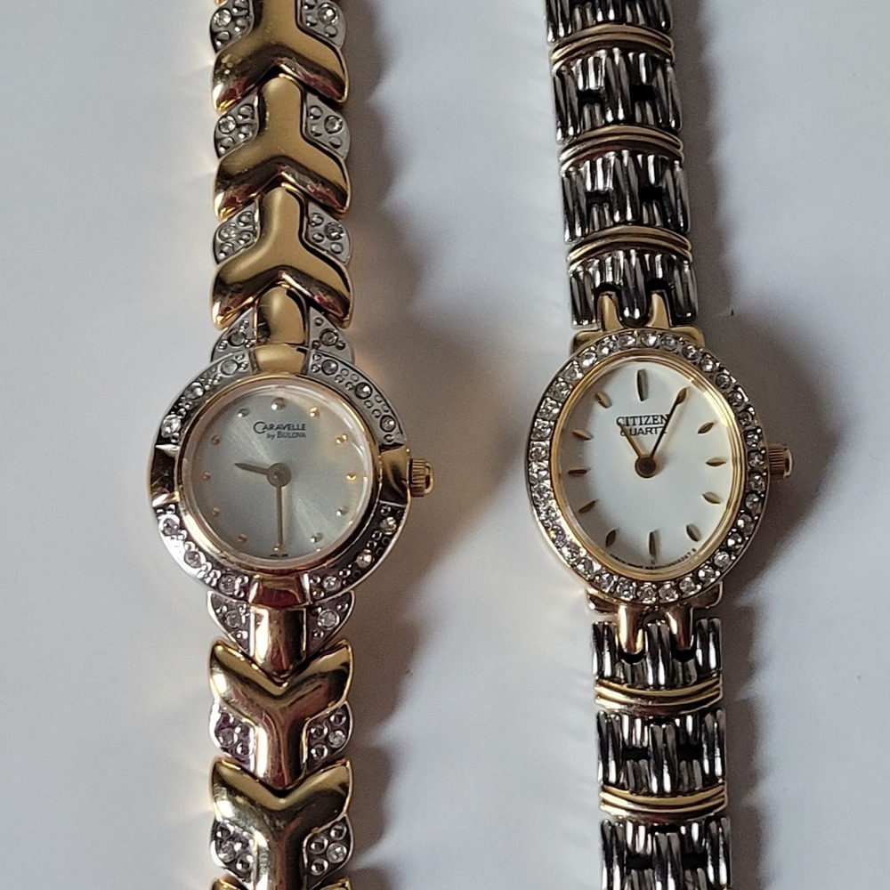 Lot of 2 Vintage Women's Watches Caravelle by Bulova & Citizen Quartz UNTESTED